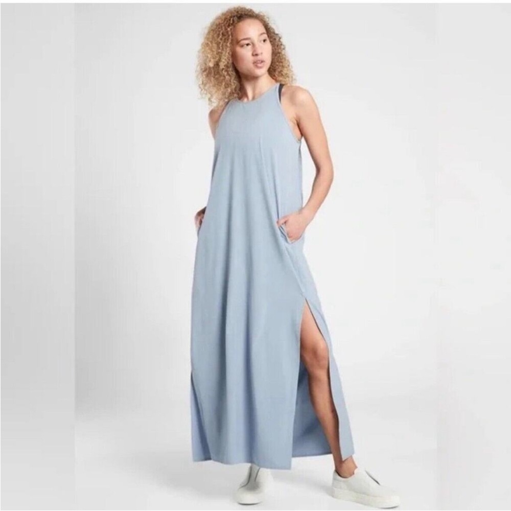 Athleta Hayes Pleated Maxi Dress Women XS Sleeveless Pockets